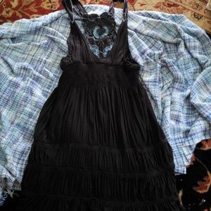 Free People Black tulle lined dress